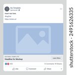 Ad template of social media post mockup template. Social network ads post. Facebook Advertisement interface post.