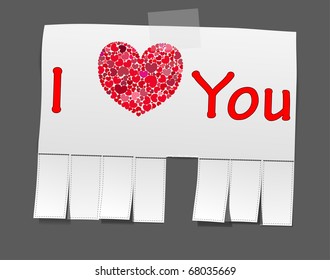 Ad that says I love you. Heart consists of thousands of hearts