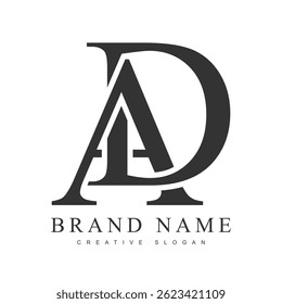 AD trendy logotype template. Initial letter a and d classic font style. Creative logo for company name or identity. Vector illustration.