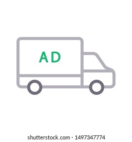 ad truck colour line vetor icon