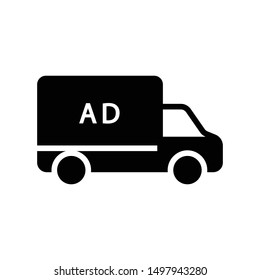 ad truck glyph flat vector icon