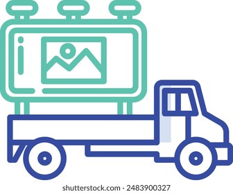 Ad Truck outline color vector illustration