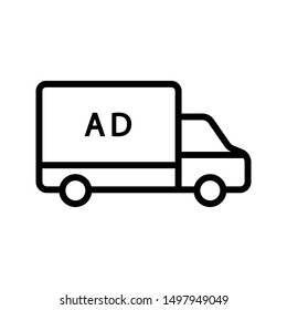 ad truck thin line vector icon