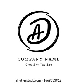 AD Uppercase Letter Monogram Initial Logo. Sauberes Design, Handschrift-Schriftart, unvergesslich für das Branding, leicht zu bearbeitende Vektorillustration EPS10