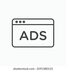 Ad vector icon isolated in black line