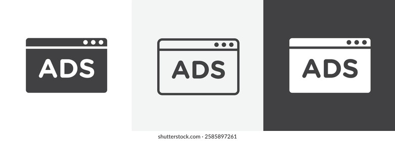 Ad vector icons collection graphic designs for ui designs