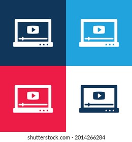 AD Video blue and red four color minimal icon set