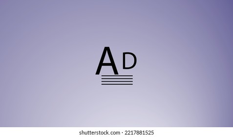 AD word  logo design with blue white background template
