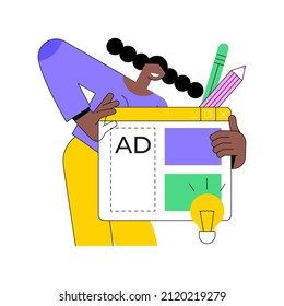 Dibujo abstracto del vector de concepto de escritura. Servicio de escritura de copias, campaña publicitaria, escritura independiente, sesión publicitaria, marketing digital, sitio web de la empresa, diseño de elementos de menú metáfora abstracta.