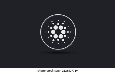 ADA Cardano symbol on a dark background flat design and modern