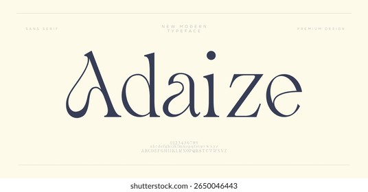 Adaize modern geometric sans serif futuristic font alphabet vector set