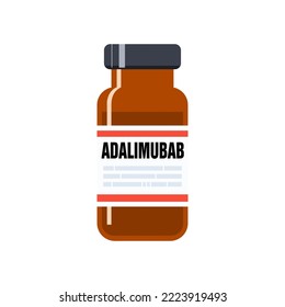 Adalimumab Generic Drug Name. Monoclonal Antibody Medication For Rheumatoid Arthritis, Psoriatic Arthritis, Ankylosing Spondylitis, Crohn's Disease, Ulcerative Colitis, Plaque Psoriasis. Medicine Vial