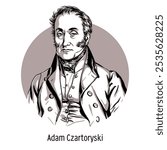 Adam Czartoryski was a Russian and Polish statesman and politician, head of the princely Czartoryski family, who fought for the independence of Poland during their long life. Hand drawn vector illustr