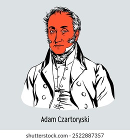 Adam Czartoryski is a Russian and Polish statesman and politician, head of the princely Czartoryski family, who was often tipped to become the king of Poland. Hand-drawn vector illustration