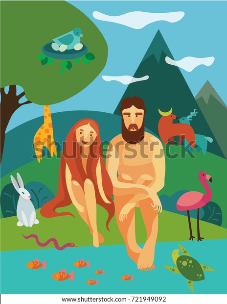 Vector de stock (libre de regalías) sobre Adam y Eva en el ...