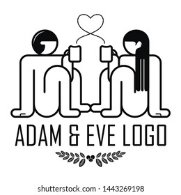 adam and eve. logo vector for coffeeshop and restaurant interior wallpaper