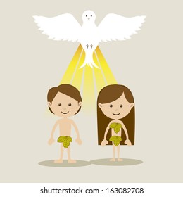 adam and eve over white background vector illustration 