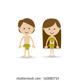 adam and eve over white background vector illustration 