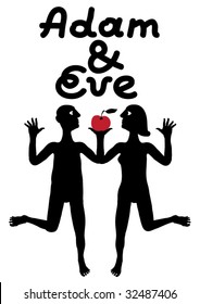 Adam and Eve simple symbolic illustration