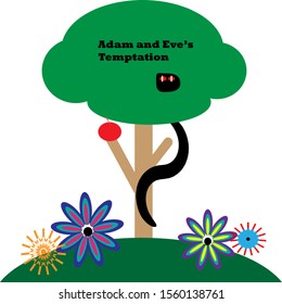 Adam and Eve temptation in the garden