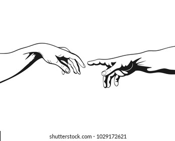 Adam and God hands. Vector illustration