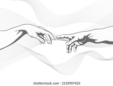 Adam and God hands. Vector illustration