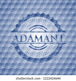 Adamant blue badge with geometric pattern.