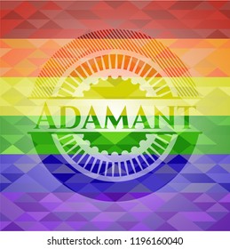 Adamant on mosaic background with the colors of the LGBT flag