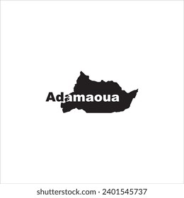 Mapa de Adamaoua Camerún y diseño de letras negras sobre fondo blanco