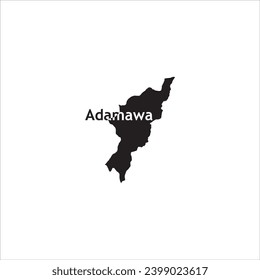 Adamawa map and black lettering design on white background