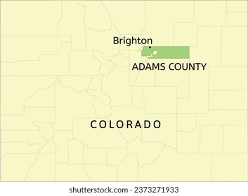 Adams County and city of Brighton location on Colorado state map