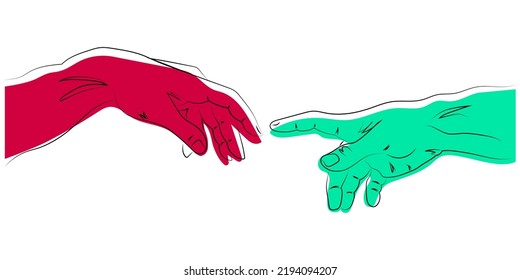 Adam's hands, Adam's birth, minimalist line art