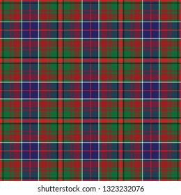 Adam's tartan. Seamless pattern of a traditional Scottish tartan of Adam's clan for fabric, kilts, skirts, plaids. Frequent, small weaving. 