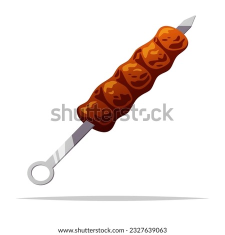 Adana kebab meat skewer vector isolated illustration