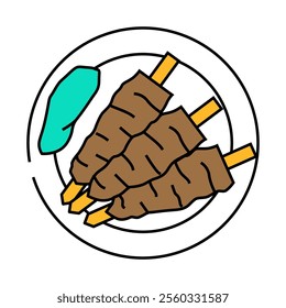 adana kebab turkish cuisine line icon vector. adana kebab turkish cuisine sign. isolated symbol illustration