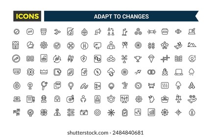 Adapt to changes icons set. Outline icons pack. Editable vector line icon set and illustration for web and UI application.