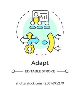 Adapt multi color concept icon. Agile methodology, corporate. Commercial project. Round shape line illustration. Abstract idea. Graphic design. Easy to use in infographic, presentation