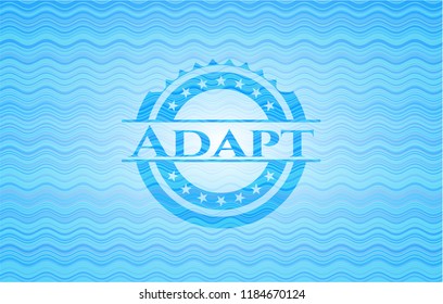 Adapt sky blue water wave badge background.