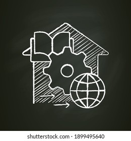 Adapt teaching methods chalk icon. Training process management. Home education concept. Distant remote teaching and homeschooling. Isolated vector illustration on chalkboard