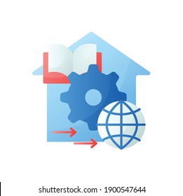 Adapt teaching methods flat icon. Training process management. Home education concept. Distant remote teaching and homeschooling. Isolated color vector illustration