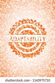 Adaptability abstract emblem, orange mosaic background