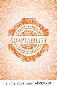 Adaptability abstract orange mosaic emblem with background
