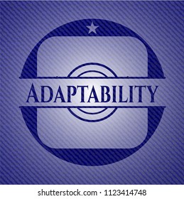 Adaptability badge with denim background