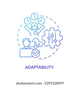 Adaptability blue gradient concept icon. Overcome challenge. Time zone. Flexible working hours. Remote work. Soft skill abstract idea thin line illustration. Isolated outline drawing