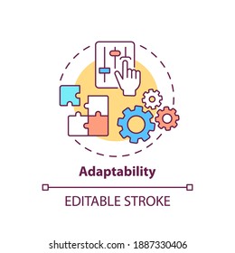 Adaptability concept icon. Creative thinking skills. Adjust ability to different situations. Respond to changes idea thin line illustration. Vector isolated outline RGB color drawing. Editable stroke