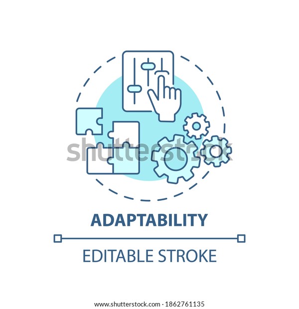 Adaptability concept icon. Creative thinking\
skills. Adjust ability to different options. Respond to changes\
idea thin line illustration. Vector isolated outline RGB color\
drawing. Editable\
stroke