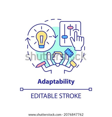 Adaptability concept icon. Social entrepreneur characteristic abstract idea thin line illustration. Flexibility and ability to transform. Vector isolated outline color drawing. Editable stroke