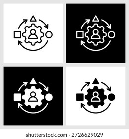 Icono de adaptabilidad con fondo blanco y negro