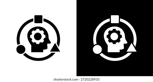 Ícone de adaptabilidade preenchido com preto e branco.