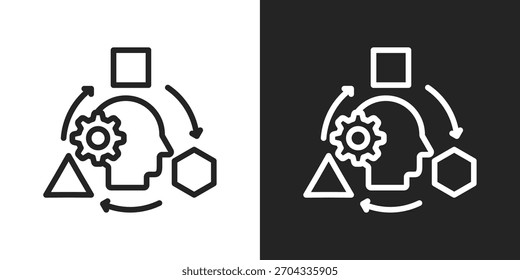 Icono de adaptabilidad en estilo de contorno blanco y negro